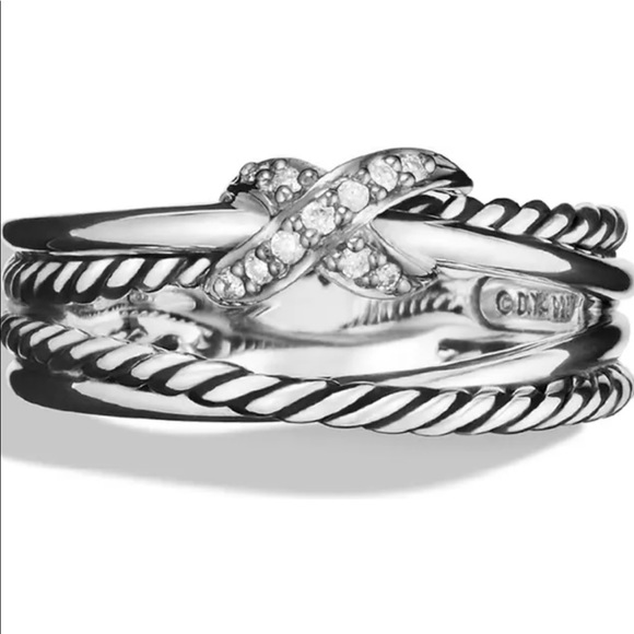 David Yurman X ring with diamonds - Picture 1 of 6